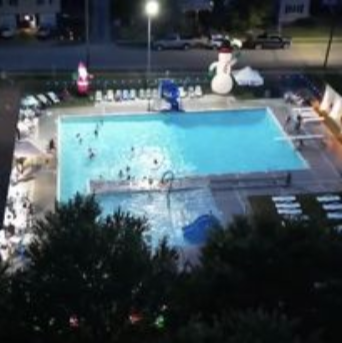 Aerial evening shot of EDCO Pool